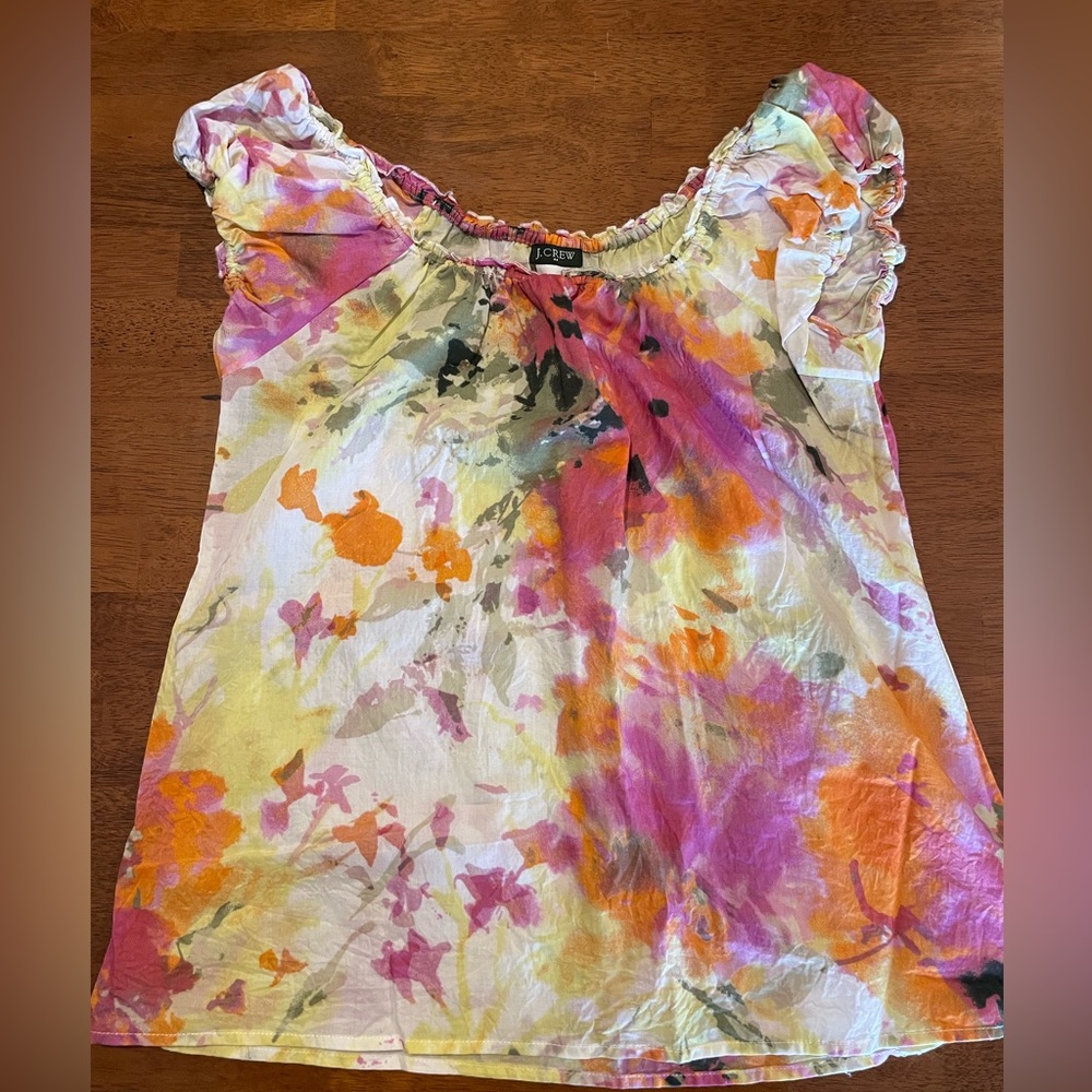 J Crew. Color splash cap sleeve top. Sz S
